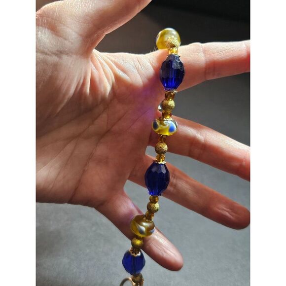 Blue and gold beaded bracelet - Picture 3 of 12